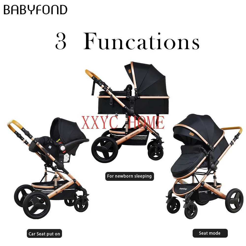 Hot selling 3-in-1 baby stroller foldable baby stroller with cradle childrens outward chair travel system X250415