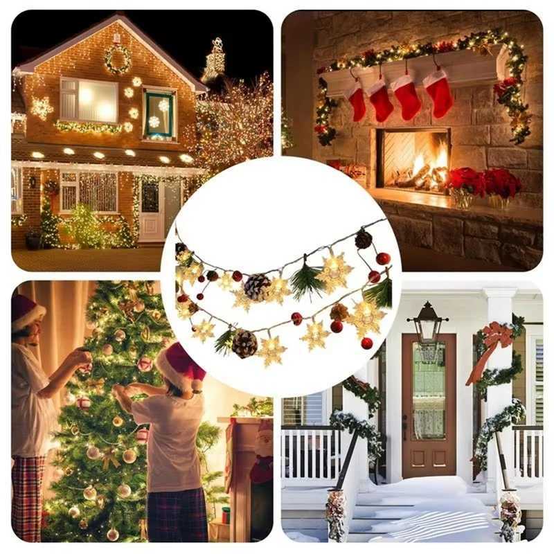 Hot SV-20 Leds Snowflake String Fairy Lights Battery Powered Christmas Tree Holiday Garland New Year Bedroom DecorationM251115