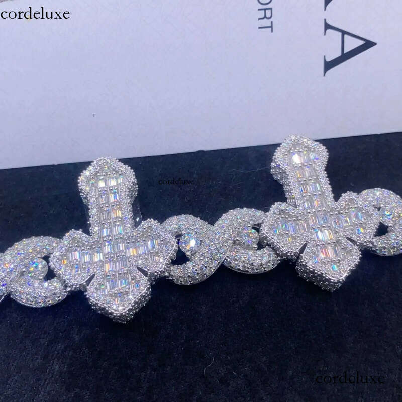 Wholesale price s sterling sier hip hop iced out men jewelry cross link bracelets moissanite cuban bracelet Z260313