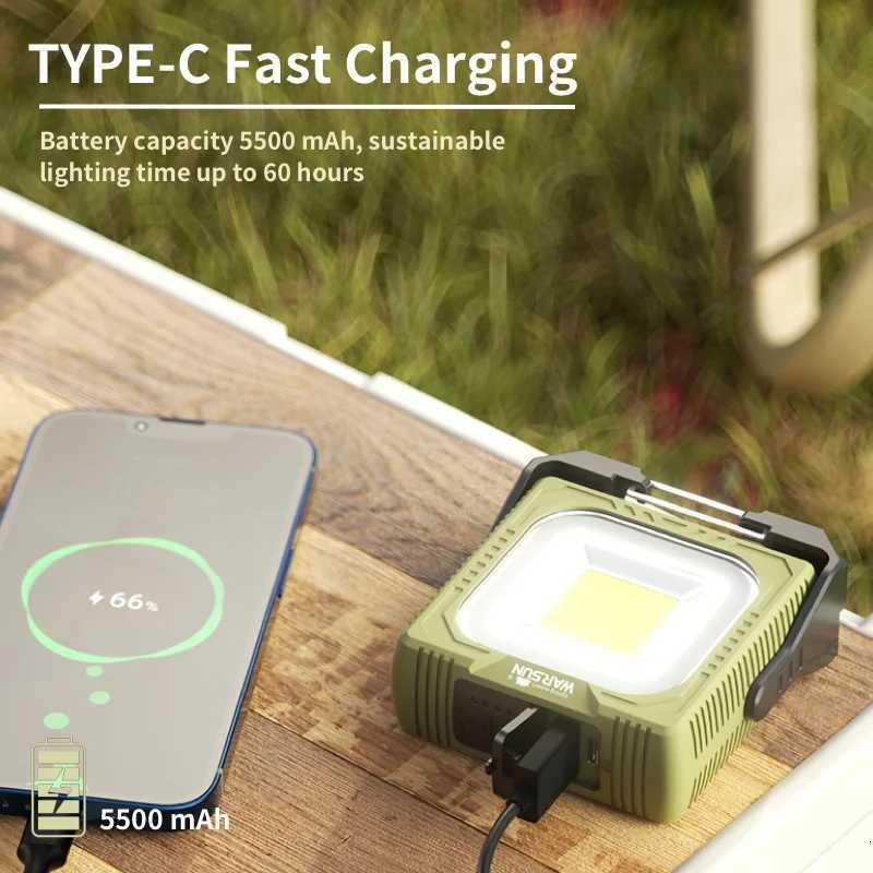 WARSUN G600 1000lm Rechargeable COB LED Work Light Portable Camping Lantern with Emergency Red Warning Light M251115