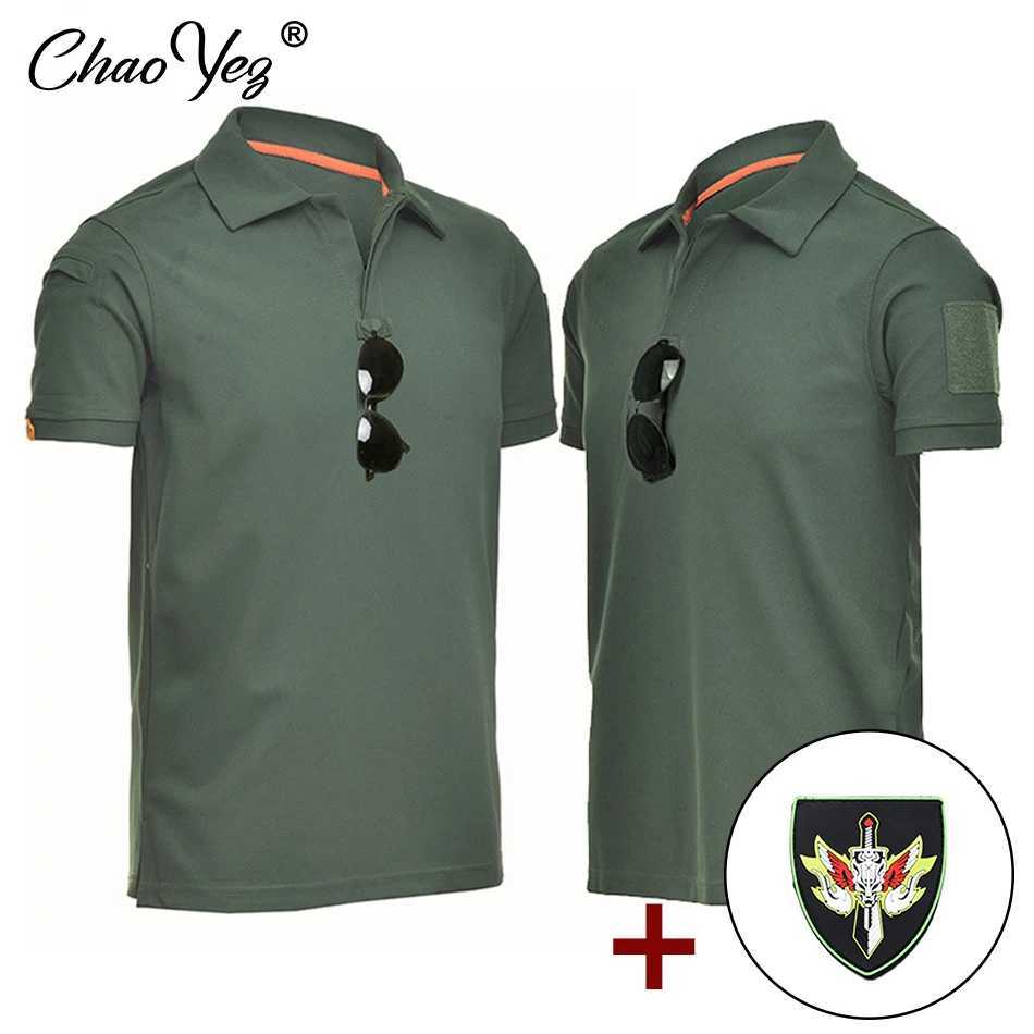 Mens tactical polo T-shirt military combat T-shirt quick dry T-shirt outdoor hunting cam hiking O-neck lapel short Seve W250415