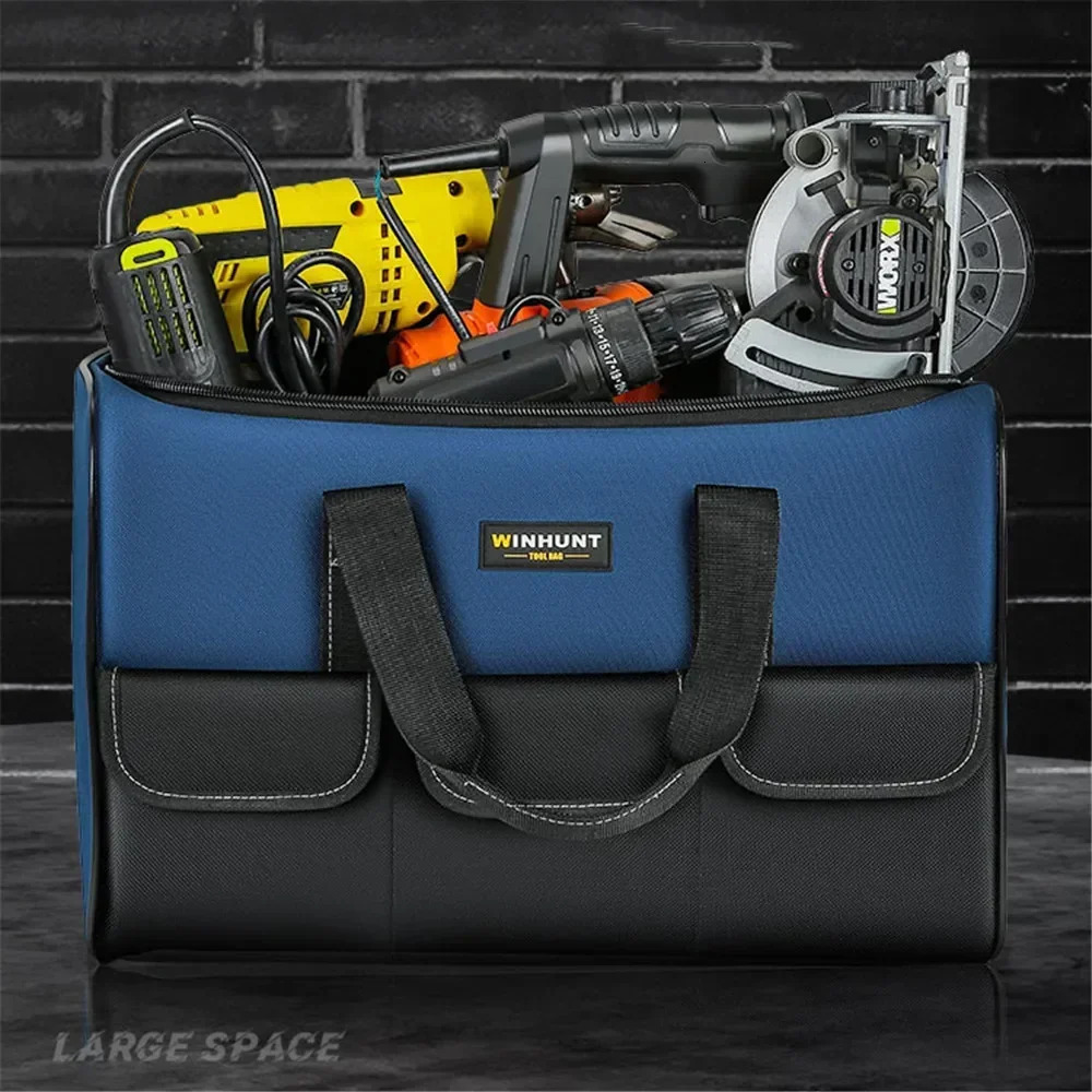 Square Tool Bag with 30% More Capacity Waterproof Multi Pockets Tool Organizer Tool Pouch for Electrician Tools 250407