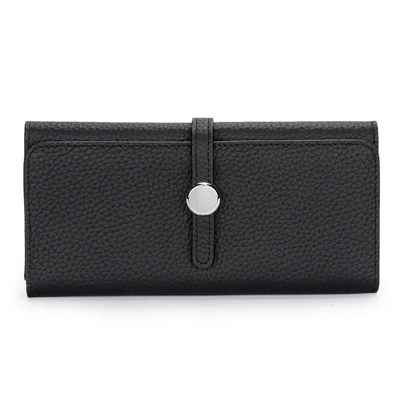Leather long womens large capacity wallet soft cowhide womens clutch phone bag ultra-thin wallet elegant card holder 250410