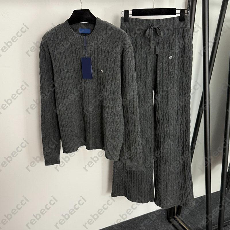 Polo Embroidered Knitted Sweater Casual Pants two piece set winter laides cotton tracksuit Outfits For Woman Fashion women clothes Set CSD2511101