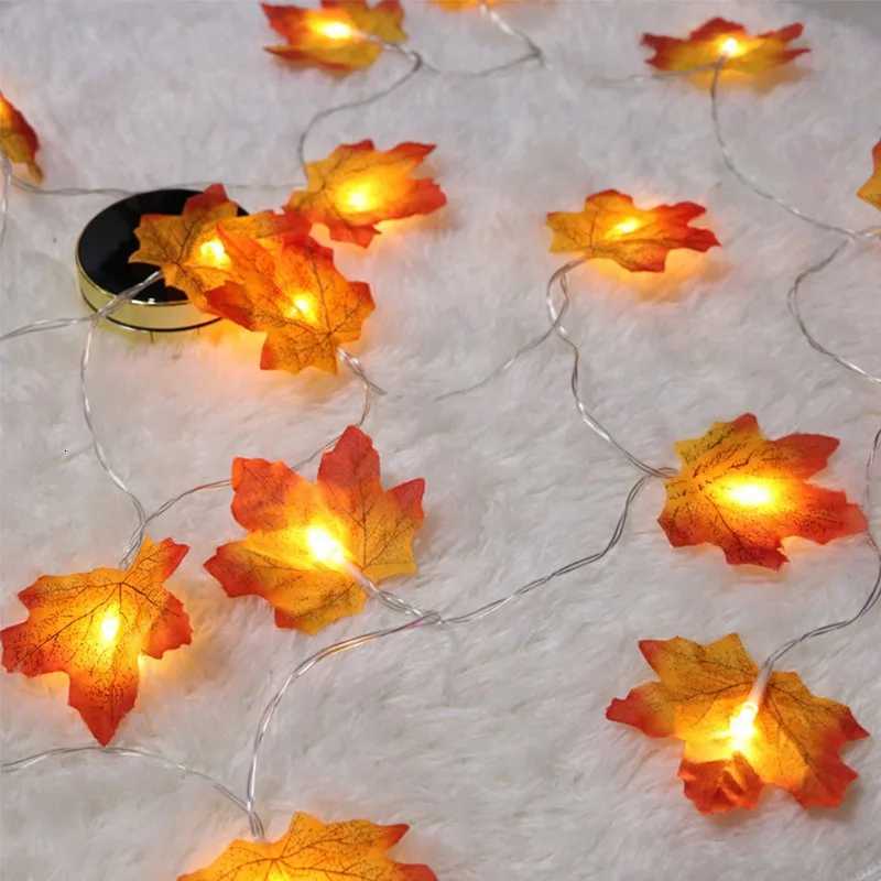 2/3M Christmas Decoration Artificial Maple Leaf Leaves LED Light String Lantern Garland Home Party DIY Decor Halloween New YearM251115