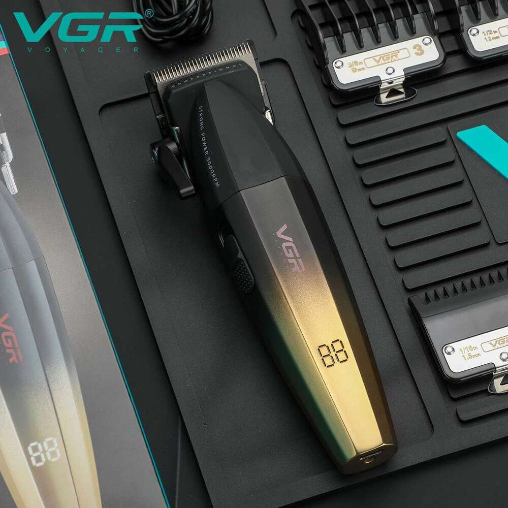 VGR Professional Trimmer 9000 RPM Barber Hair Cutting Hine Digital Display Haircut Clipper For Men V-003