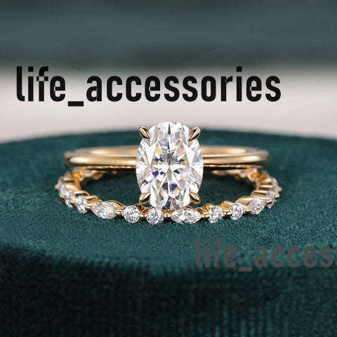 Excellent Quality Luxury Fine Jewelry Wedding Rings Set 18k Gold With Diamond Moissanite Ring