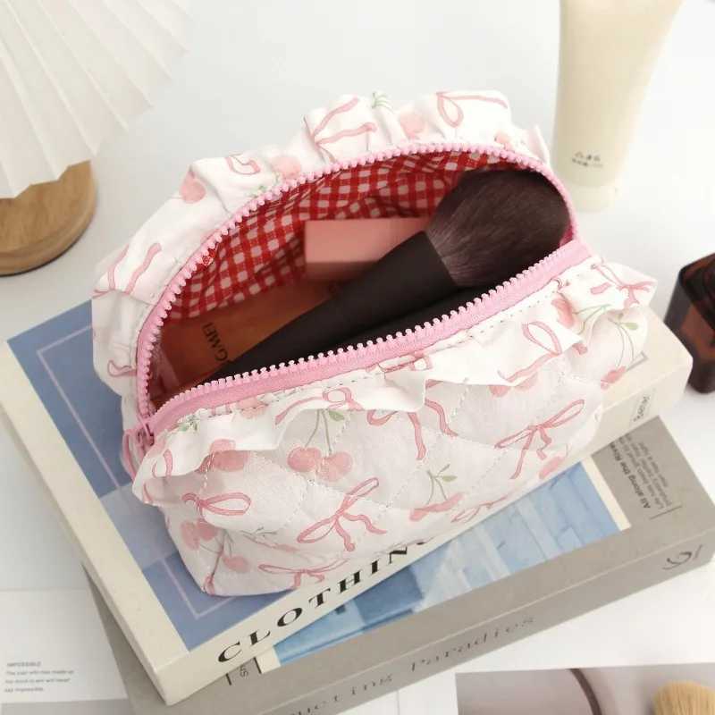 New Pink Bow Printed Makeup Bag Suitable for Women Large Capacity Organizer of Bedding Cosmetics Travel Toilet Bag Portable W BagXJ250415