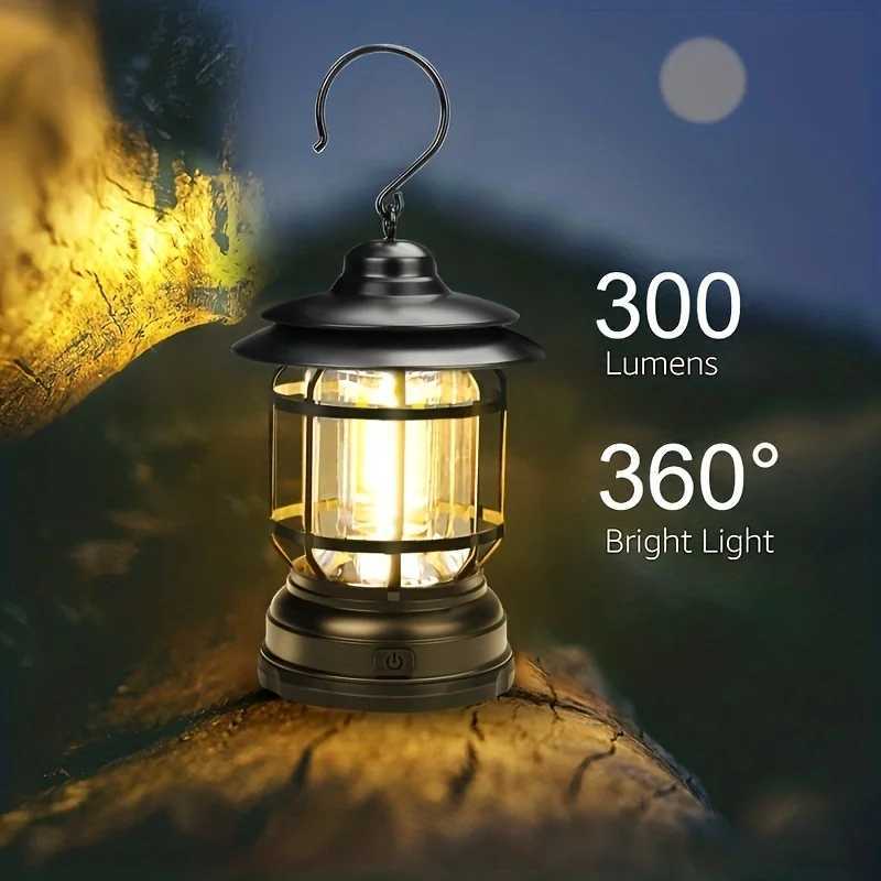 1PC Rechargeable Outdoor Camping Lights Retro Portable Camping Tent/Table Lamp Hanging Lights Garden DecorationWithout Battery M251115