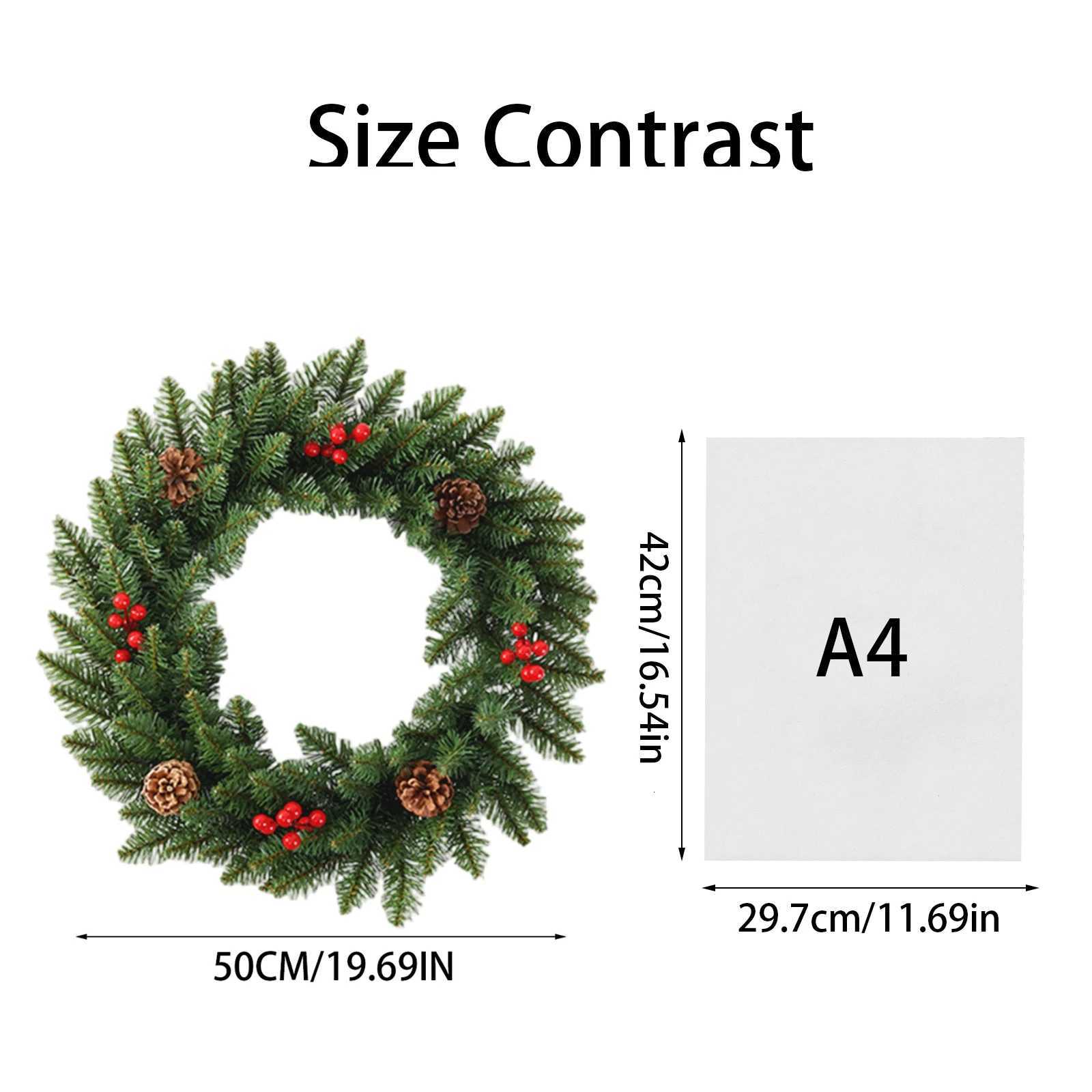 50CM Artificial Garland Green Christmas Wreath New Year home Decorations Wreath Window Door Hanging Ornaments Navidad 2025M251115