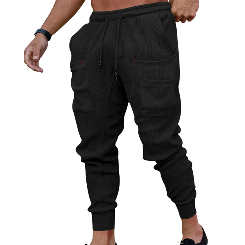 2025 autumn sports sweatpants with loose fit and multiple pockets, men's casual pants