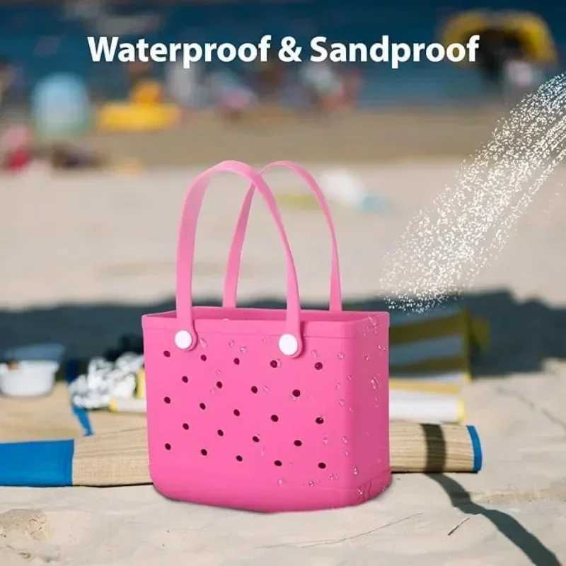 Large capacity plastic bag overweight storage basket rubber beach bag summer solid color Eva jelly beach bag W250415