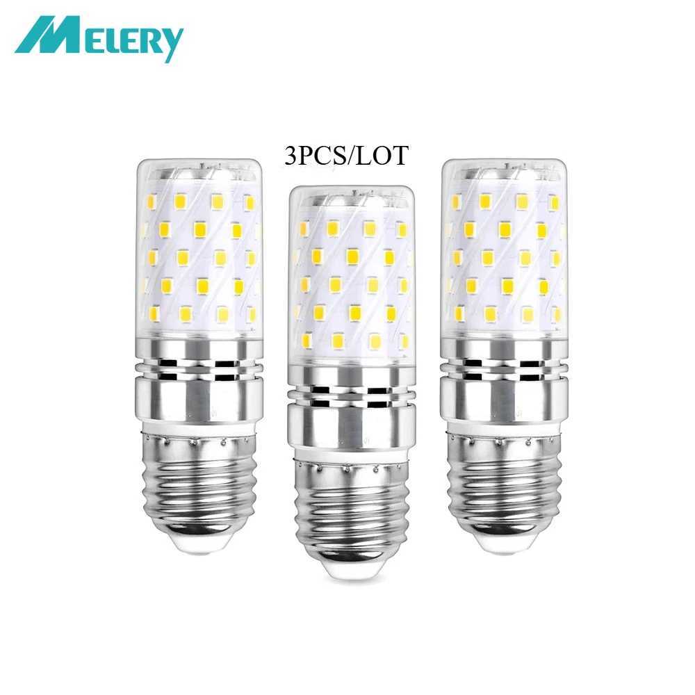 Melery LED Corn Light Bulbs E27 Lamp 12W Incandescent Equivalent 100W6000K Daylight White Candelabra 1200Lm Edison Screw 3Pack C251115