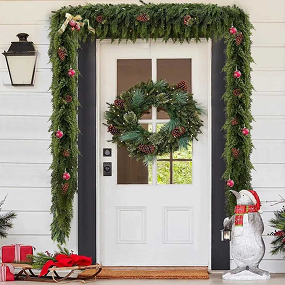 275Cm Artificial Plant Christmas Tree Cypress Leaf Garland Home Hallway Decor Festive Outdoor Yard Pine Rattan Artistic OrnamentM251115