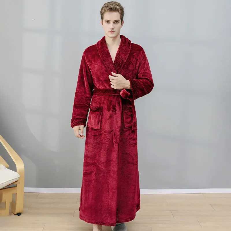 Mens Autumn and Winter Warm Long Coral Velvet Thick Couple Bathrobe Mens Pajamas Bathrobe Adult Bath Towel C251115