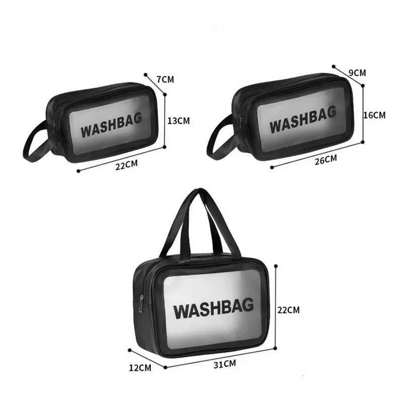 Portable makeup bag large capacity travel makeup storage bag transparent PU waterproof handbag 3-size wing bagXJ250415
