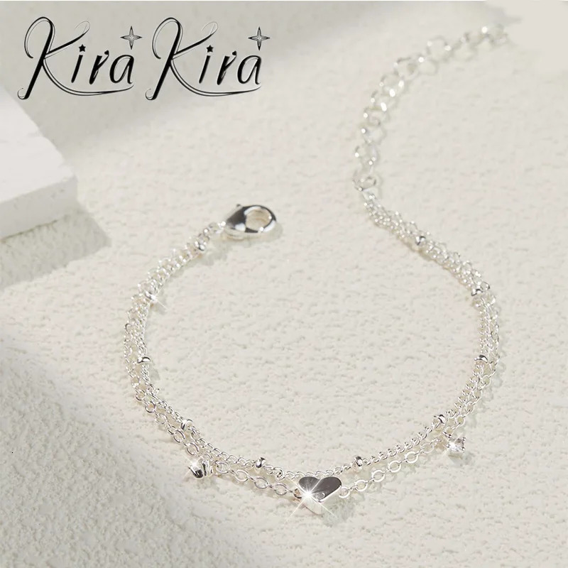 Fashionable heart-shaped zircon ankle bracelet for women waterproof and simple heart-shaped 250408
