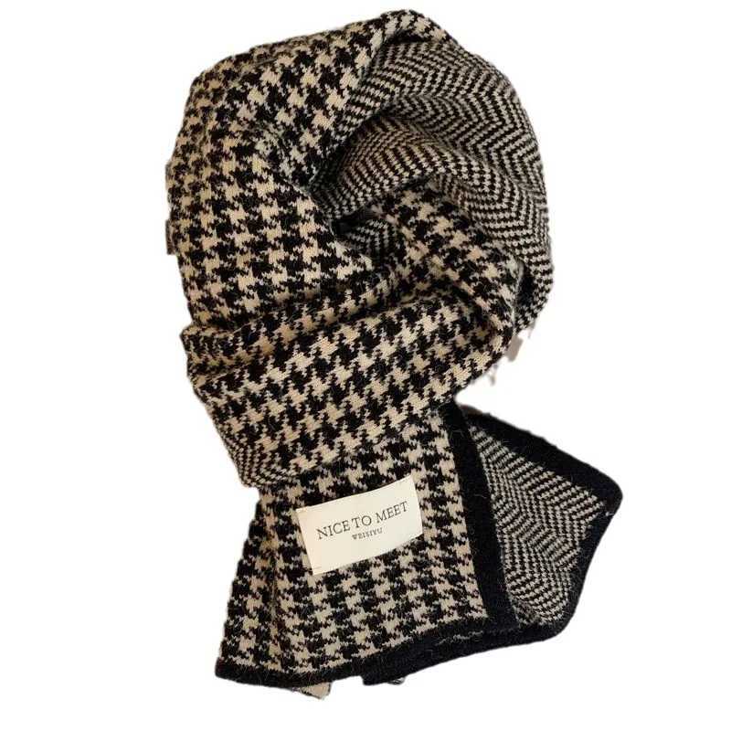 Luxury 1 Pcs Houndstooth Scarf For Women In Autumn And Winter Versatile Fashion Thickened Warm Shawl Couple Style Neck Scarf Y251115