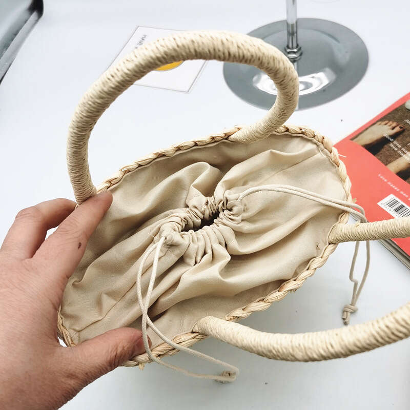 Handmade Beach Bag Tiktok Simple Cute Mini Corn Husk Baby Basket Straw Woven Bag DIY Kq2