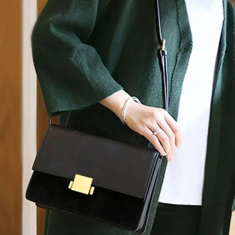 Women Messenger Bags High Quality Solid Color Patchwork Flap Handbags
