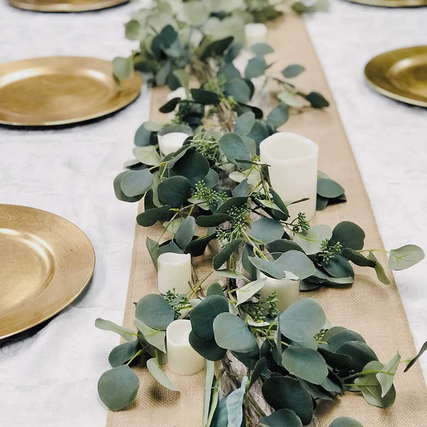 2M Artificial Eucalyptus Garland Greenery Leaves Vines Plants for Wedding Home Party Arch Garden Decoration European Home DecorM251115