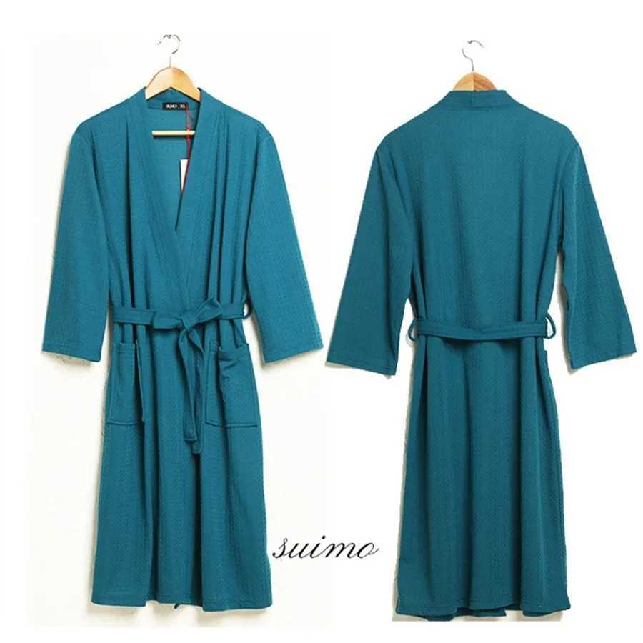 Summer Waffle Couple Bath Robe Kimono Towel Bathrobe Men Dressing Gown V-neck Home Shower Robes Women Sleepwear Lovers Clothes C251115