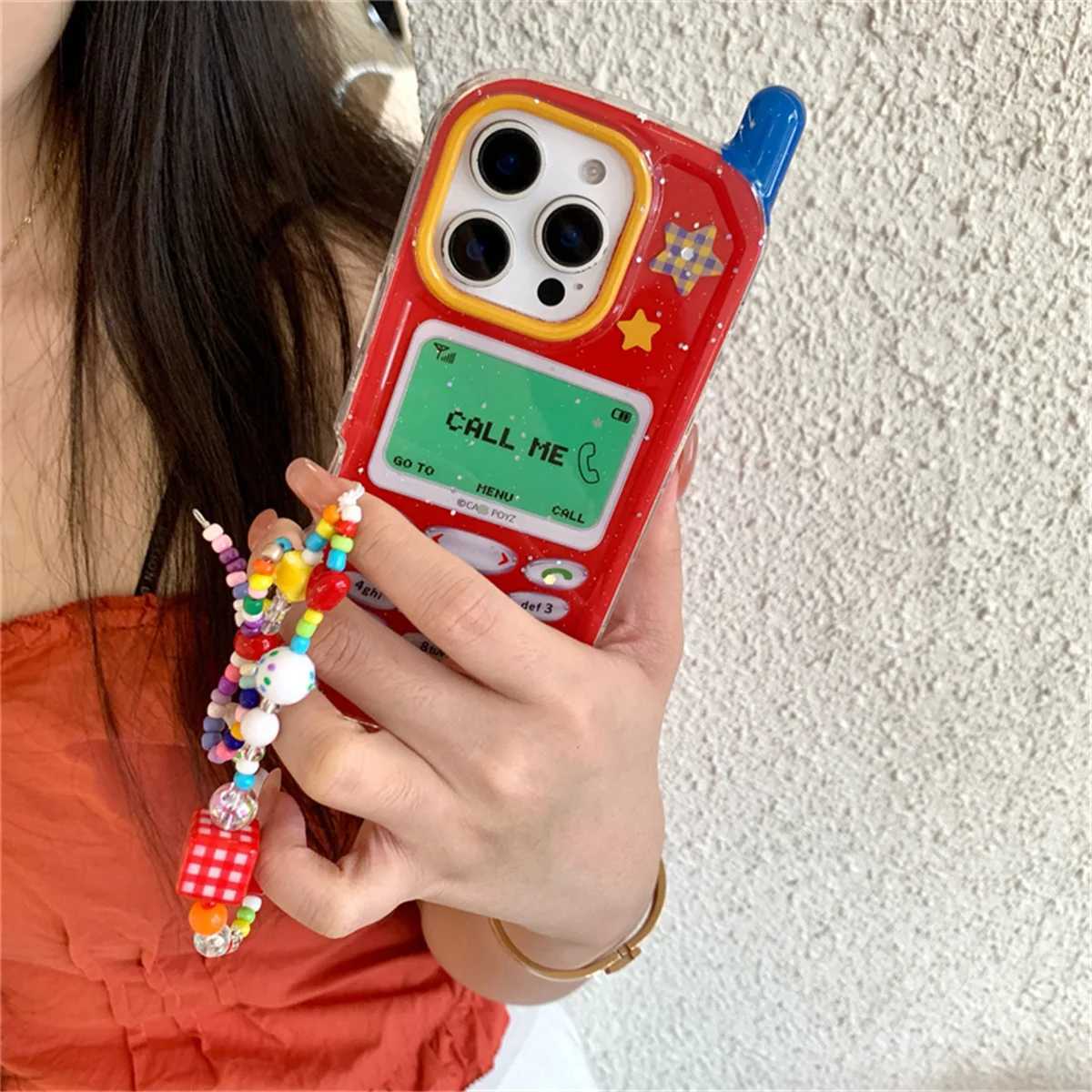 Funny 3D Mobile Phone Case For iPhone 16 Pro 15 14 13 Pro Max Protective Cover Fashion Cute Cases with Chain Funda J251202