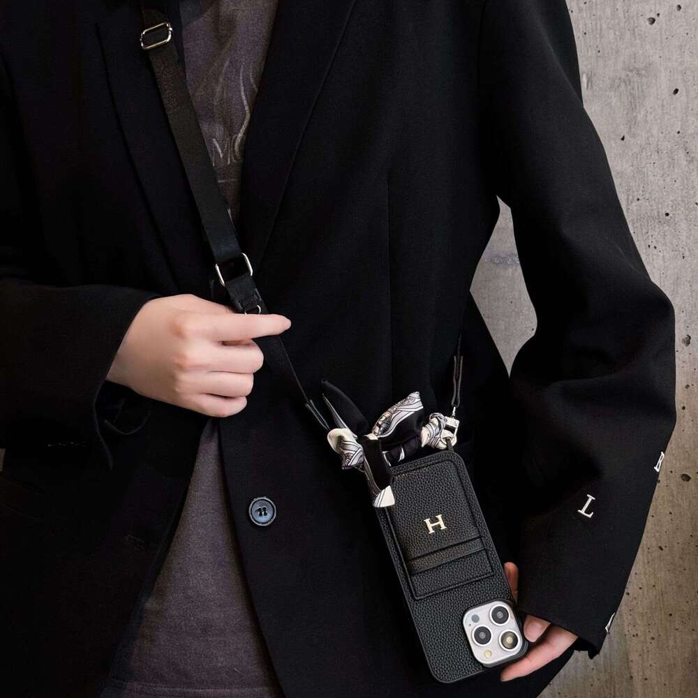 Compatible with Apple 17 Pro Crossbody Dual Card Slot Phone Luxury 14 Women's Full Coverage Protective Case 12/Simple Anti-drop