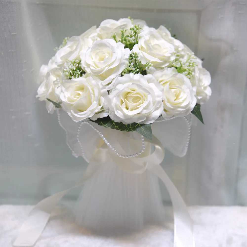 1PC White Rose Bouquets for Bride Wedding Bouquet Rose Bridesmaid Silk Rose Peony Flower Wedding Party Bouquet Dahlia OrchidGiftM251115