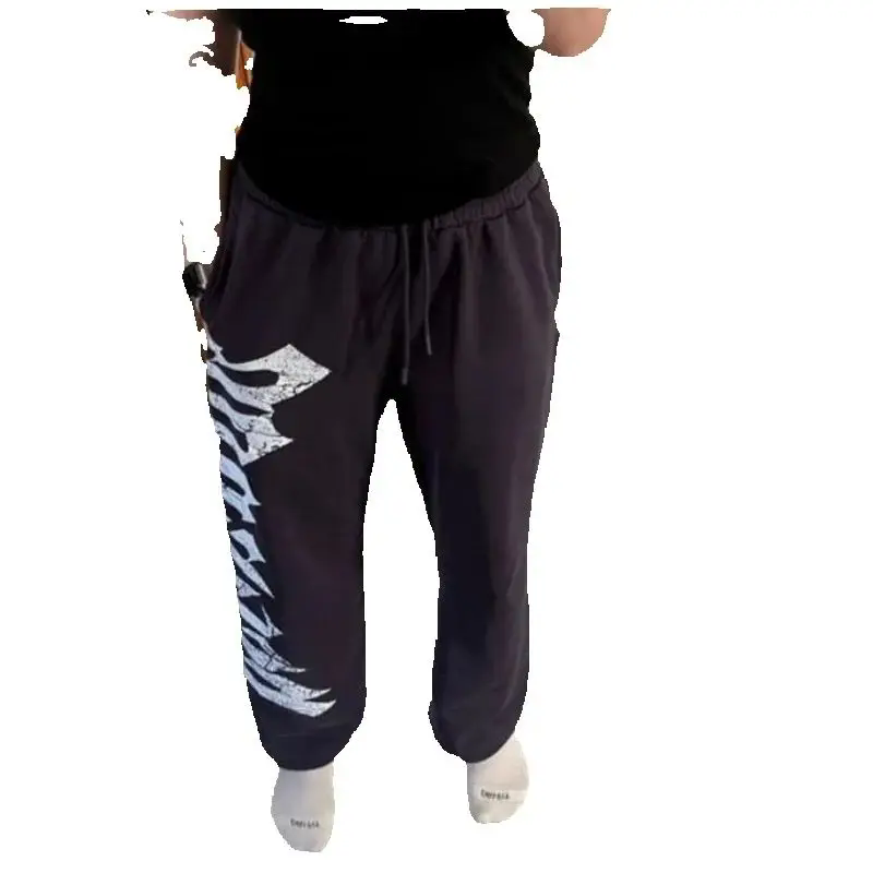 Men's Thin Summer Gym Training Pants Street Leisure Fitness Cotton Printed Mid-Waist Casual Trousers Designed Trend Sports Pants Running Printed 
