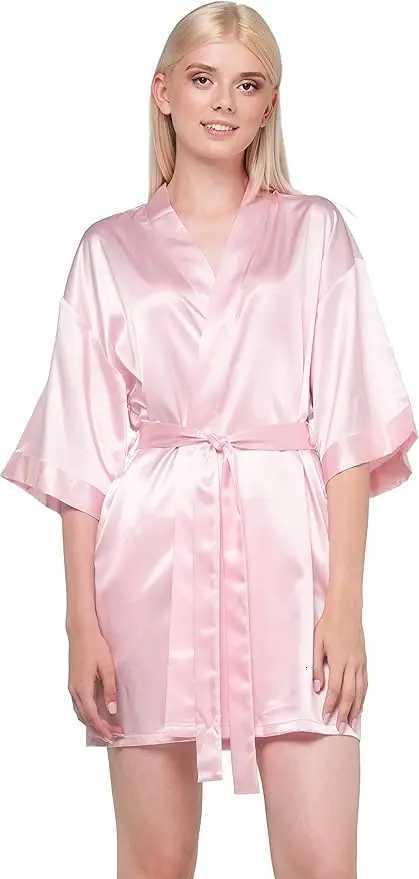 Pajamas women summer European and American ladies lace-up bathrobe sexy morning gown home dress can wear ice silk robe C251115