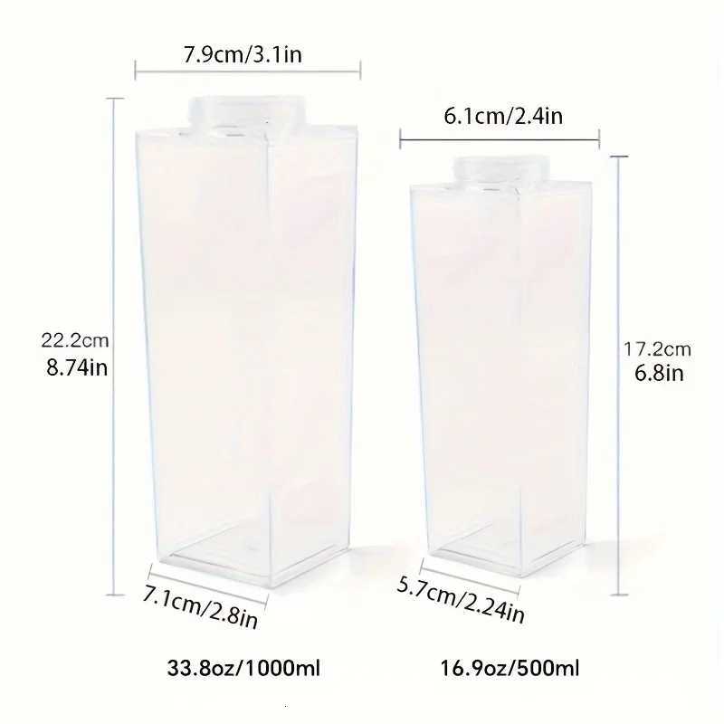 1000ml Clear Milk Bottles Portable Reusable Milk Box Leakproof Carton Water Container for Kitchen Travelling Sports CampingW251114