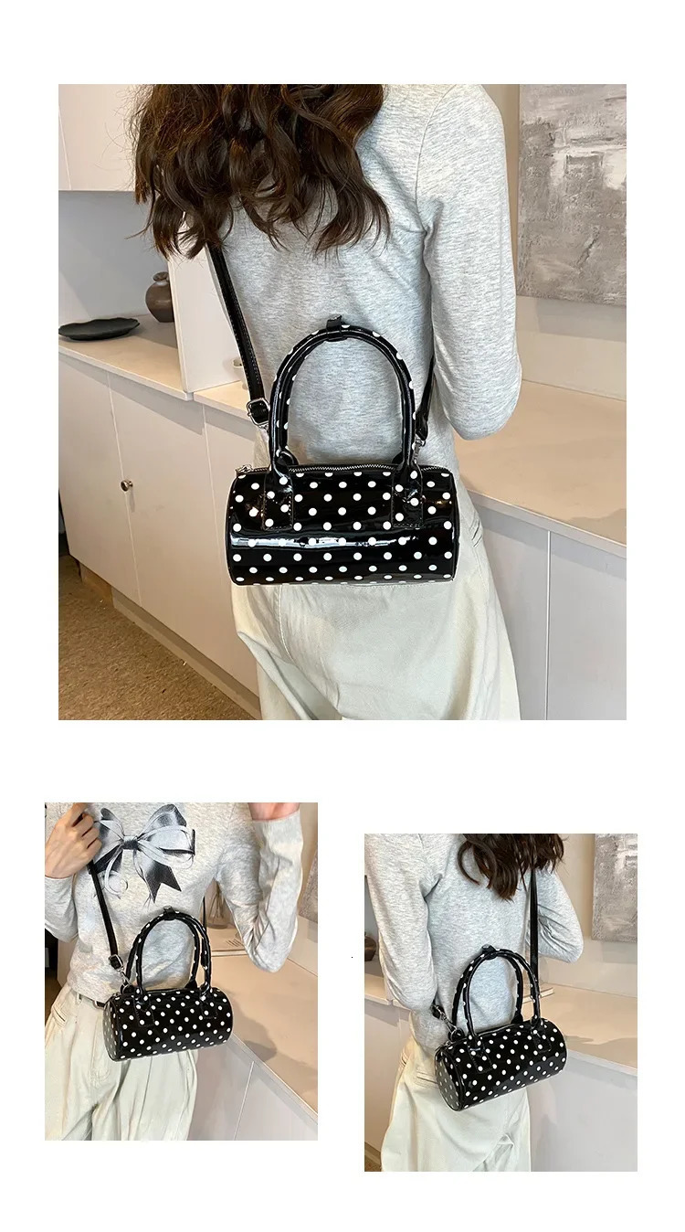 PU leather polka dot womens handbag casual cross bag pillow Boston handbag 250410