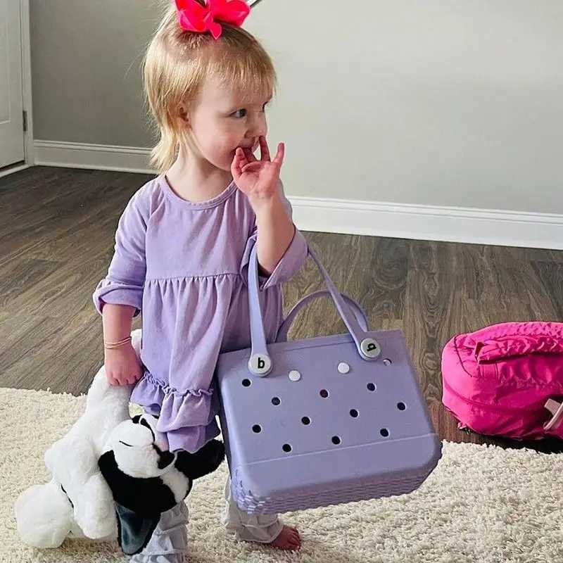 Small childrens beach bag EVA waterproof picnic storage basket beach pool womens shopping shoulder bag jelly bag handbag W250415