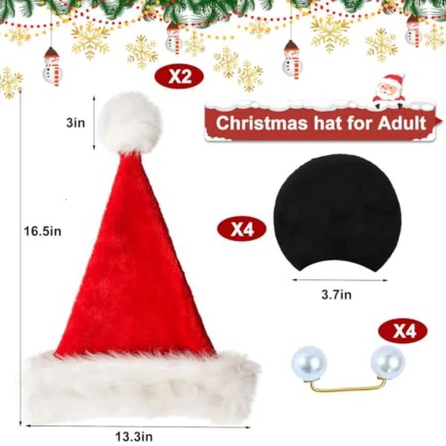 2 Pack Festive Christmas Mouse Santa Hat with Removable Black Ears for Adults Perfect Holiday Party Decoration for New Year and Y251115