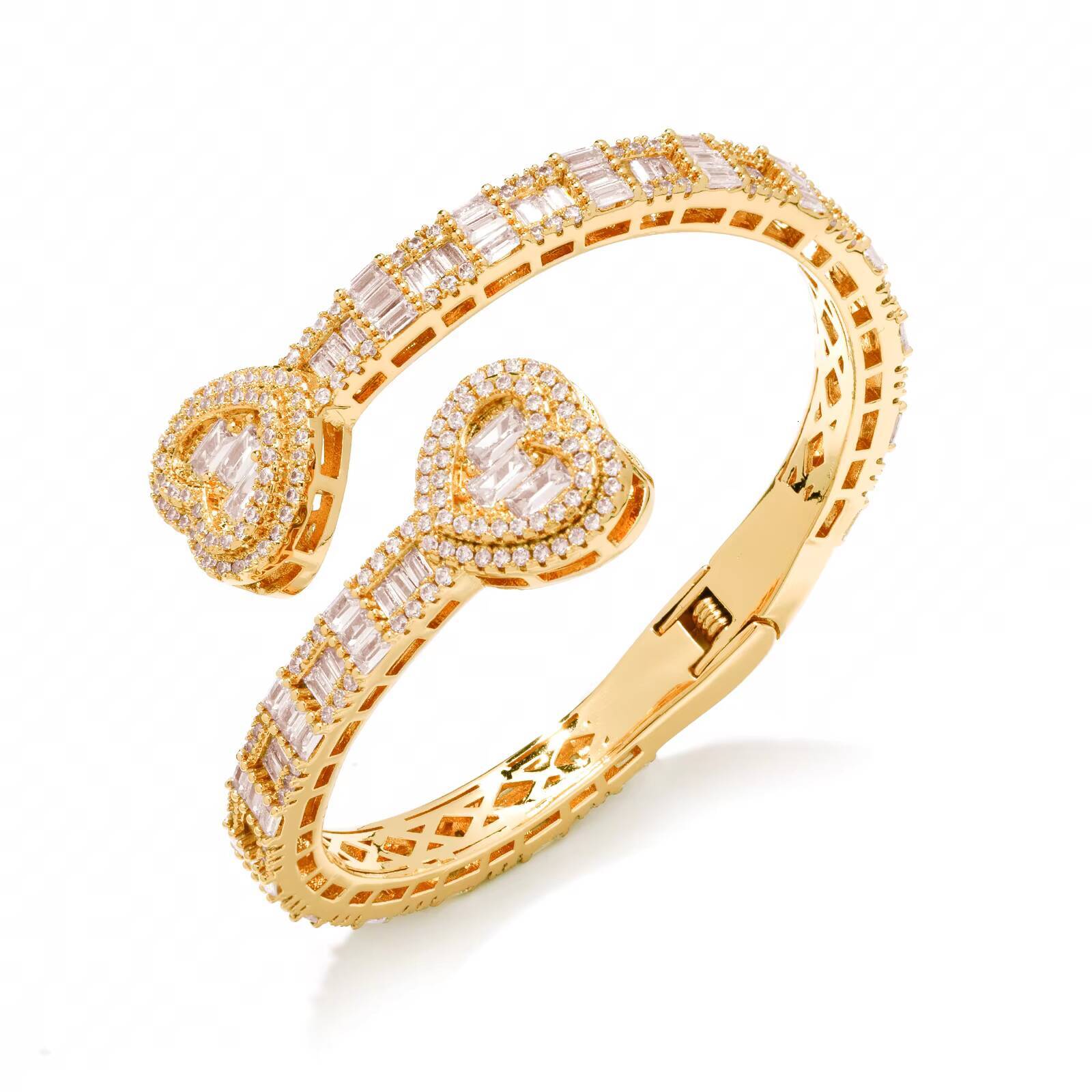 Adjustable 6mm Baguette CZ Heart Style Bangle Gorgeous Icy Sparkle for Fashionable Women Fine Trendy Accessory