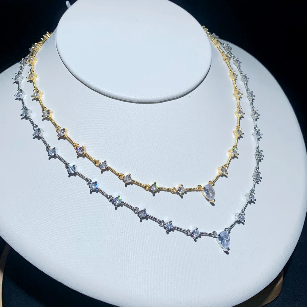 Round Water Drop Stone Pendant Tennis Chain Jewelry 5A Cubic Zirconia Pendant Long Y Lariat Sexy Womens Necklace 250409