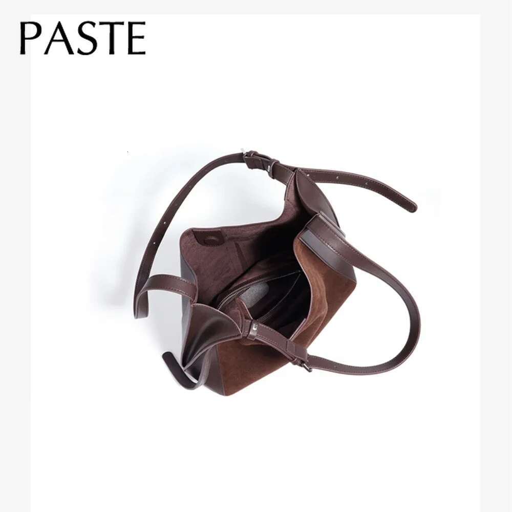 New 2025 Winter Advanced Feeg Large Tote Matte Cow Leather Suede Women Handbag Coffee Green Female Armpit Shoulder Bag