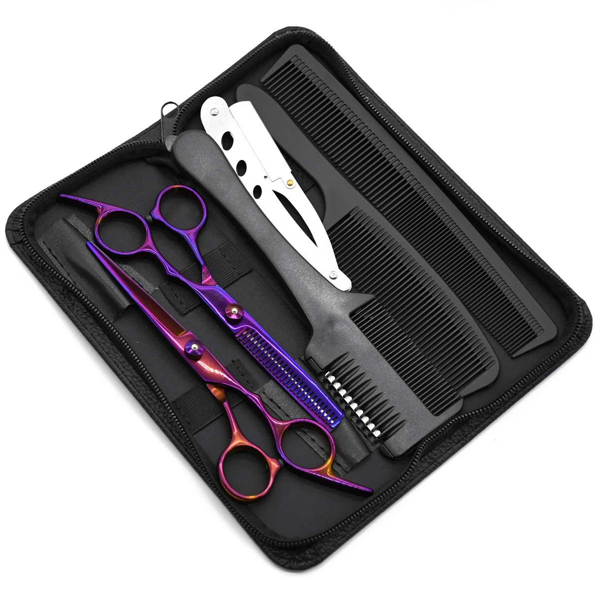 Hair Scissors 6 Japan Stainless Professional Hairdressing Scissors Barber Shop Hair Cutting Scissors Thinning Shears Razor Comb 250414