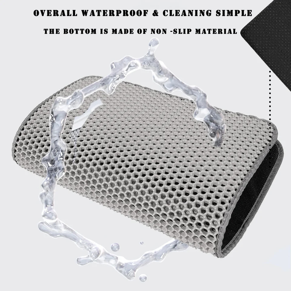 Cat Litter Mat Honeycomb Double Layer Cat Litter Box Mat EVA Non-Slip Waterproof Urine Proof Cat Litter Catcher Mat Easy Clean 250414