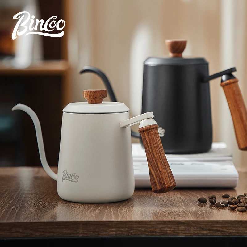Bincoo 350ml 600ML Hand Brewed Coffee Pot 304 Stainless Steel Goose Neck Wooden Handle Brewing Kettle Home Kitchen Barista Tools Y251114