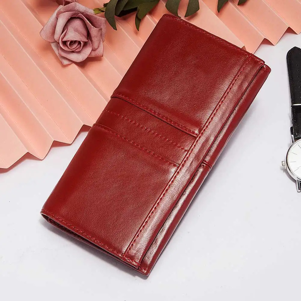 Womens clutch bag leather wallet fashionable womens mobile phone wallet RFID blocking credit card with zipper pocket 250410