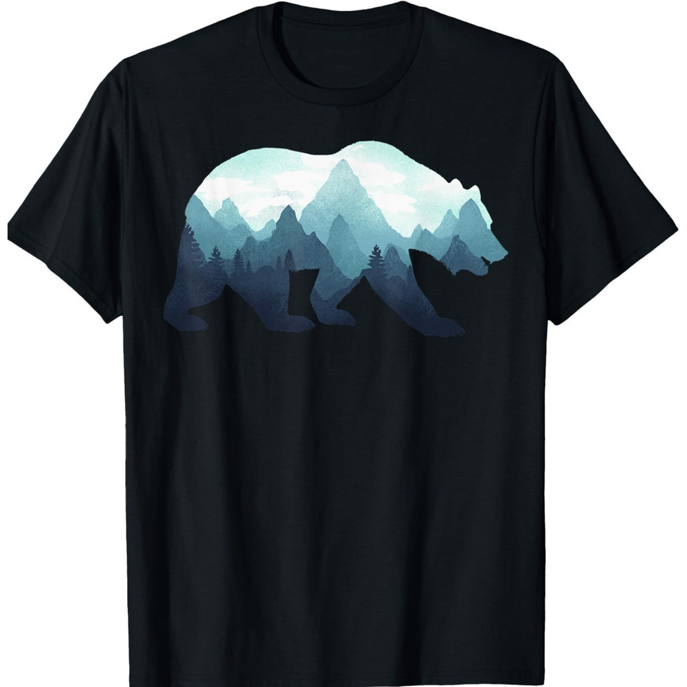 T shirt for Mens Bear Double Exposure Surreal Wildlife Animal Casual Tops Clothes Short sleeve cool fashion