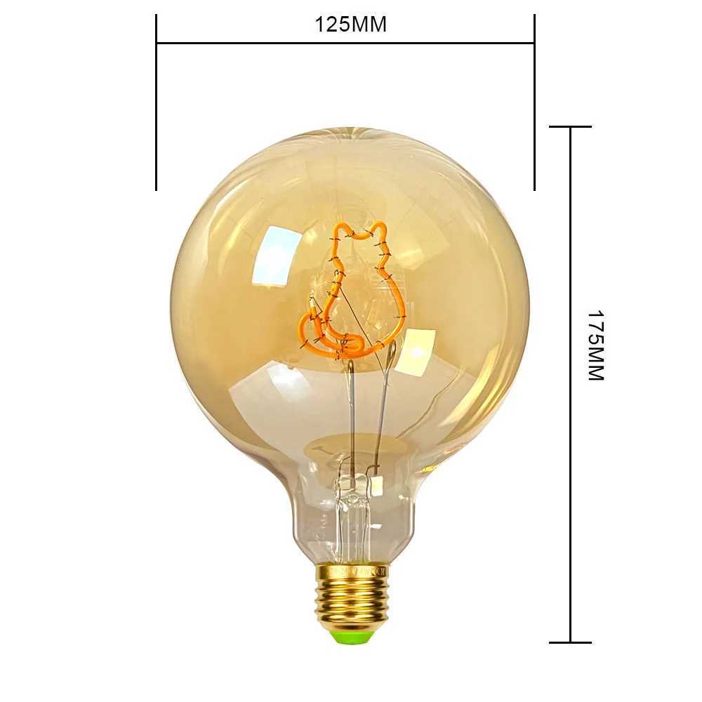 TIANFAN Vintage Led Bulb Big Globe G125 Cat 4W Dimmable Alphabet Led Bulb 220V 100V E26 E27 Decorative Edison Bulb C251115