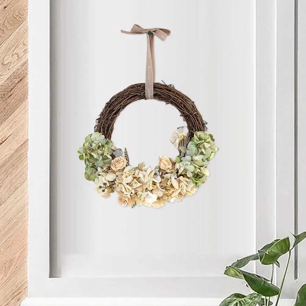 Artificial Flower Rattan Wreath for Front Door Handmade Floral Twig Garland for Weddings Birthday Party Wall Hanging DecorM251115