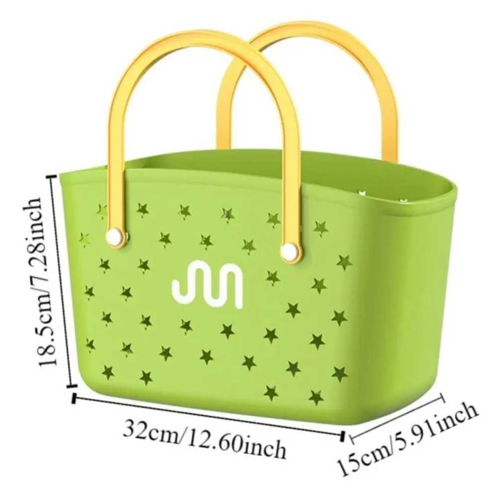 Summer Colorful Beach Bag Plastic Waterproof Bathroom Storage Basket Large Capacity DIY Handbag Bathroom Basket W250415