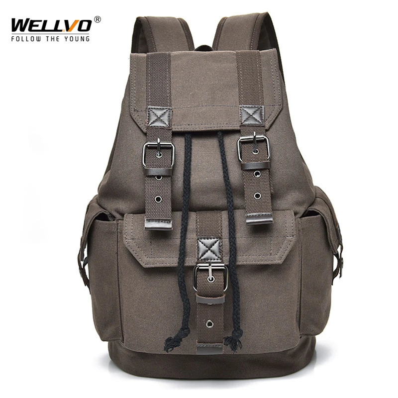 Canvas Retro Backpack Mens Junior School Backpack Travel Rucksack Large Capacity Drawstring Bag Mochila Mens 250410