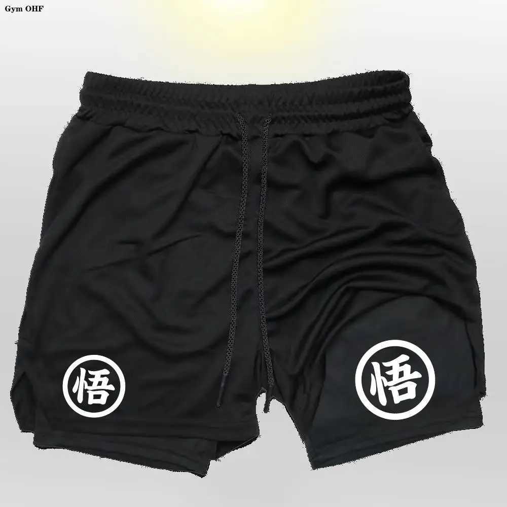 New Arrival Goku Anime Running Shorts Mens Fitness Gym Training 2-in-1 Sports Shorts Quick Drying Exercise Slow Running Double Layer Shorts Z250415