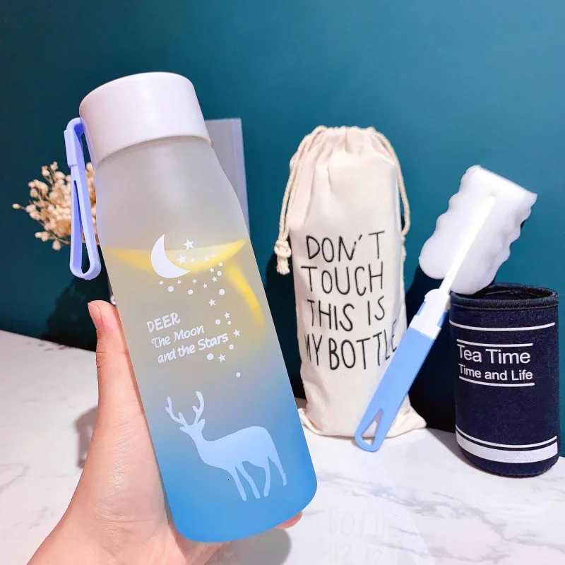 580ml Water Bottle Portable Gradient Color Plastic Water Cup Outdoor Sports Leakproof Drinking BottleW251114