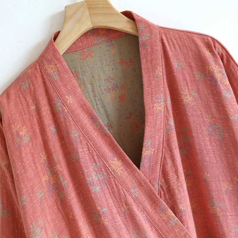 Womens Spring/Summer Cotton Double Sided Jacquard Kimono Robes Women Nightgown Loose Size Comfortable Home Bathrobe C251115